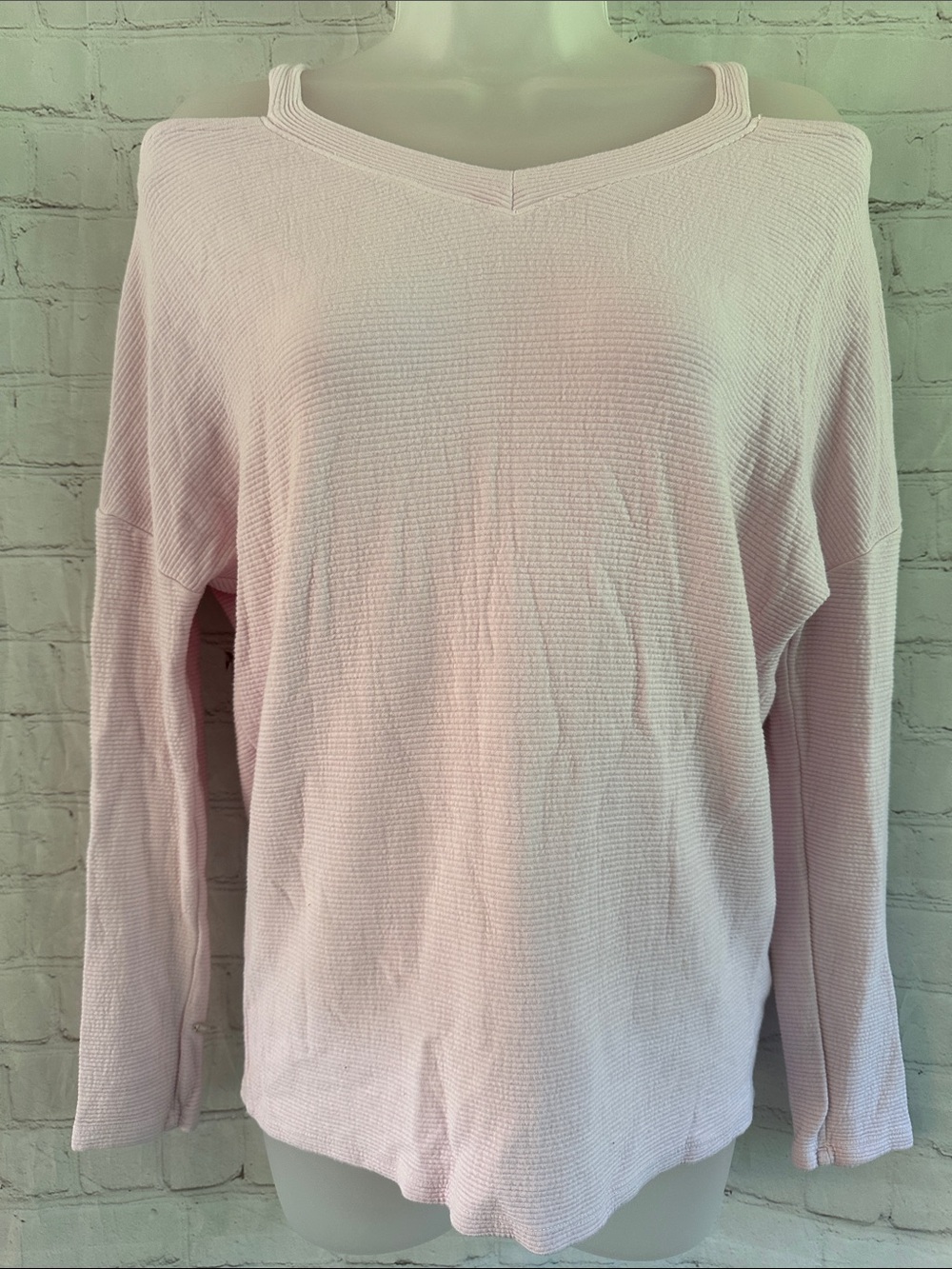 Red Haute Pale Pink Cold Shoulder Textured long sleeve top size S